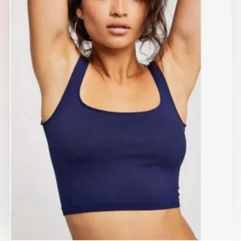 Free People Scoop Neck Crop Top Navy Size XS/S NWT